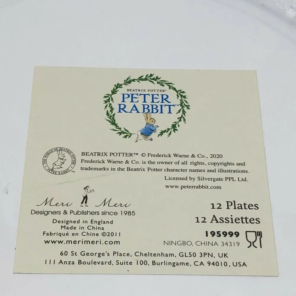 Beatrix Potter Peter Rabbit 12 Paper Plates & 20 Napkins Easter Party Meri Meri